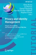 Cover: Privacy and Identity Management. Fairness, Accountability, and Transparency in the Age of Big Data - Springer