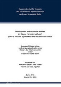 Abbildung von: Development and molecular studies on Equine Herpesvirus type 1 (EHV-1) vaccine against foot and mouth disease virus - Mensch & Buch