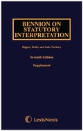 Cover: Bennion on Statutory Interpretation First Supplement - Butterworths Law