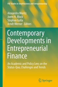Enlarge image Cover: Contemporary Developments in Entrepreneurial Finance - Springer