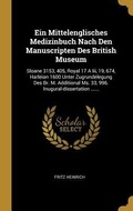Cover: Ein Mittelenglisches Medizinbuch Nach Den Manuscripten Des British Museum - Creative Media Partners, LLC
