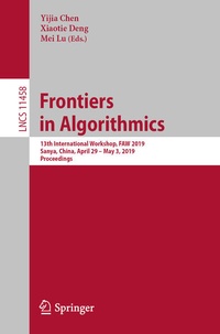Enlarge image Cover: Frontiers in Algorithmics - Springer