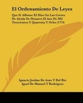 Cover: El Ordenamiento De Leyes - Kessinger Publishing Co