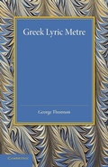 Cover: Greek Lyric Metre - Cambridge University Press