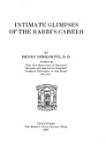 Cover: Intimate Glimpses of the Rabbi's Career - Hebrew Union College Press