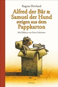 Cover: Alfred der B&auml;r und Samuel der Hund steigen aus dem Pappkarton - Hanser