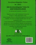 Cover: 260 D&uuml;rckheimRegister&reg; -FOLIEN zum Einheften und Unterteilen der Gesetzessammlungen - D&uuml;rckheim Verlag