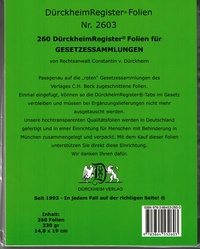 Enlarge image Cover: 260 DürckheimRegister® -FOLIEN zum Einheften und Unterteilen der Gesetzessammlungen - Dürckheim Verlag