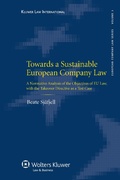 Cover: Towards a Sustainable European Company Law - Kluwer Law International