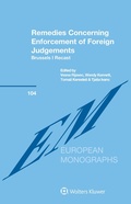 Cover: Remedies Concerning Enforcement of Foreign Judgements - Kluwer Law International