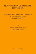 Cover: Marsilius von Padua, Defensor pacis - Harrassowitz Verlag
