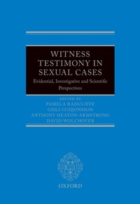 Enlarge image Cover: Witness Testimony in Sexual Cases - OUP Oxford
