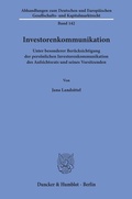 Abbildung von: Investorenkommunikation. - Duncker & Humblot