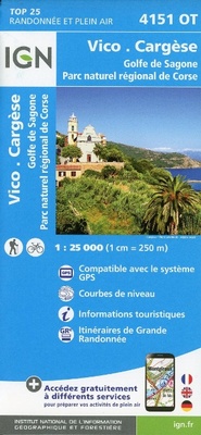 Abbildung von: Vico / Cargese / Golfe de Sagone / PNR de Corse: 4151OT - Institut Geographique National