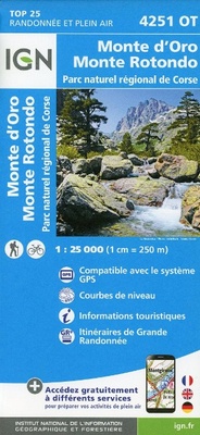 Abbildung von: Monte d'Oro / Monte Rotondo / PNR de Corse: 4251OT - Institut Geographique National