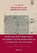 Cover: Hope Allen's Writings Ascribed to Richard Rolle - Brepols N.V.