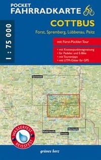 Abbildung von: Pocket-Fahrradkarte Cottbus, Forst, Spremberg, Lübben, Peitz - grünes herz