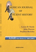 Cover: American Journal of Ancient History (New Series 2.2, 2003 [2007]) - Gorgias Press