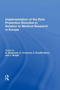 Abbildung von: Implementation of the Data Protection Directive in Relation to Medical Research in Europe - Routledge