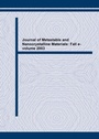 Cover: Journal of Metastable and Nanocrystalline Materials: Fall e-volume 2003 - Trans Tech Publications Ltd