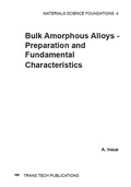 Cover: Bulk Amorphous Alloys - Preparation and Fundamental Characteristics - Trans Tech Publications Ltd