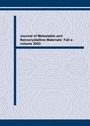 Cover: Journal of Metastable and Nanocrystalline Materials: Fall e-volume 2003 - Trans Tech Publications Ltd