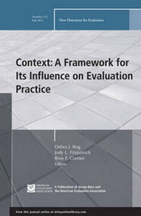 Enlarge image Cover: Context: A Framework for Its Influence on Evaluation Practice - Wiley