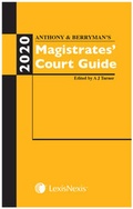 Cover: Anthony and Berryman's Magistrates' Court Guide 2020 - Butterworths Law