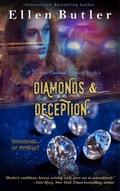 Cover: Diamonds & Deception (Karina Cardinal Mystery, #3) - Power to the Pen