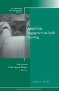 Cover: Adult Civic Engagement in Adult Learning - Jossey-Bass