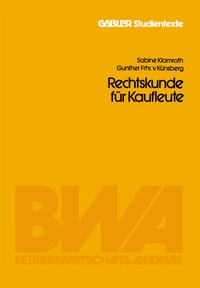 Enlarge image Cover: Rechtskunde für Kaufleute - Springer Gabler