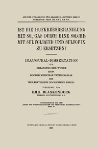 Abbildung von: Ist die Hufkrebsbehandlung mit SO2-Gas durch eine solche mit Sulfoliquid und Sulfofix zu Ersetzen? - Springer