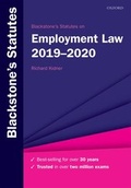 Cover: Blackstone's Statutes on Employment Law 2019-2020 - Oxford University Press