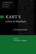 Cover: Kant's Lectures on Metaphysics - Cambridge University Press