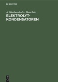 Cover: Elektrolytkondensatoren - De Gruyter