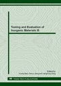 Cover: Testing and Evaluation of Inorganic Materials III - Trans Tech Publications Ltd