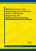 Cover: Materials Science, Civil Engineering and Architecture Science, Mechanical Engineering and Manufacturing Technology - Trans Tech Publications Ltd