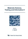 Cover: Materials Science, Testing and Informatics II - Trans Tech Publications Ltd