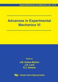 Enlarge image Cover: Advances in Experimental Mechanics VI - Trans Tech Publications Ltd