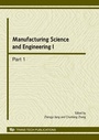 Cover: Manufacturing Science and Engineering I - Trans Tech Publications Ltd