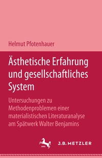 Abbildung von: Ästhetische Erfahrung und gesellschaftliches System - J.B. Metzler