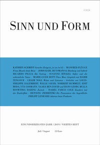 Enlarge image Cover: Sinn und Form 4/2019 - SINN und FORM