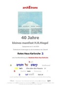 Cover: 40 Jahre Kleines Manifest H.R.Hiegel - mens architecturae