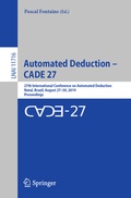 Cover: Automated Deduction - CADE 27 - Springer