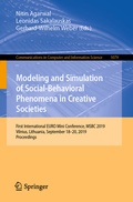 Cover: Modeling and Simulation of Social-Behavioral Phenomena in Creative Societies - Springer