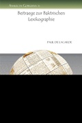 Cover: Beitraege zur Baktrischen Lexikographie - Gorgias Press