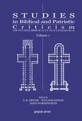 Cover: Studies in Biblical and Patristic Criticism - Gorgias Press