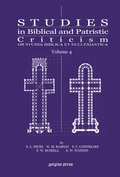 Cover: Studies in Biblical and Patristic Criticism - Gorgias Press