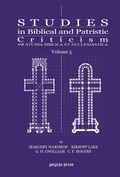 Cover: Studies in Biblical and Patristic Criticism - Gorgias Press