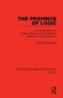 Cover: The Province of Logic - Routledge